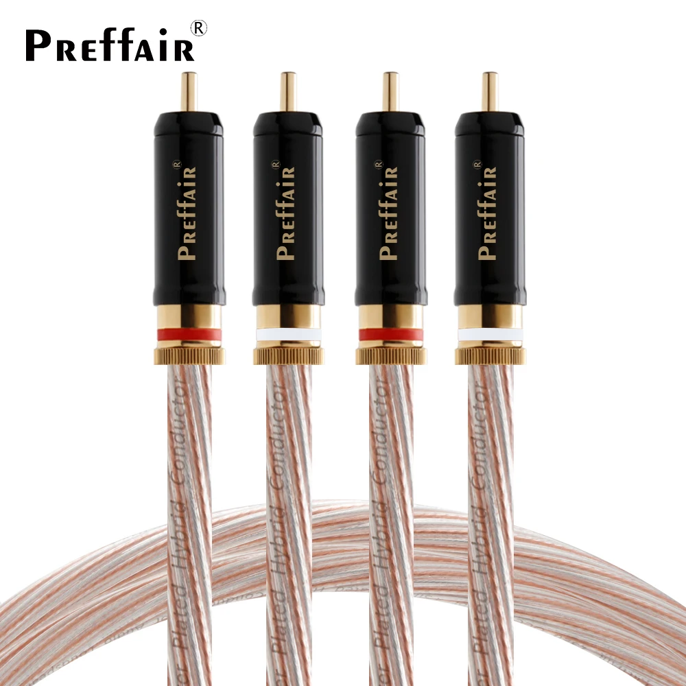 HiFi Audio RCA Cable 7N OCC Sliver Plated Copper Line 12Squ Preffair Gold-plate Self Locking RCA Plug RCA Premium Cable