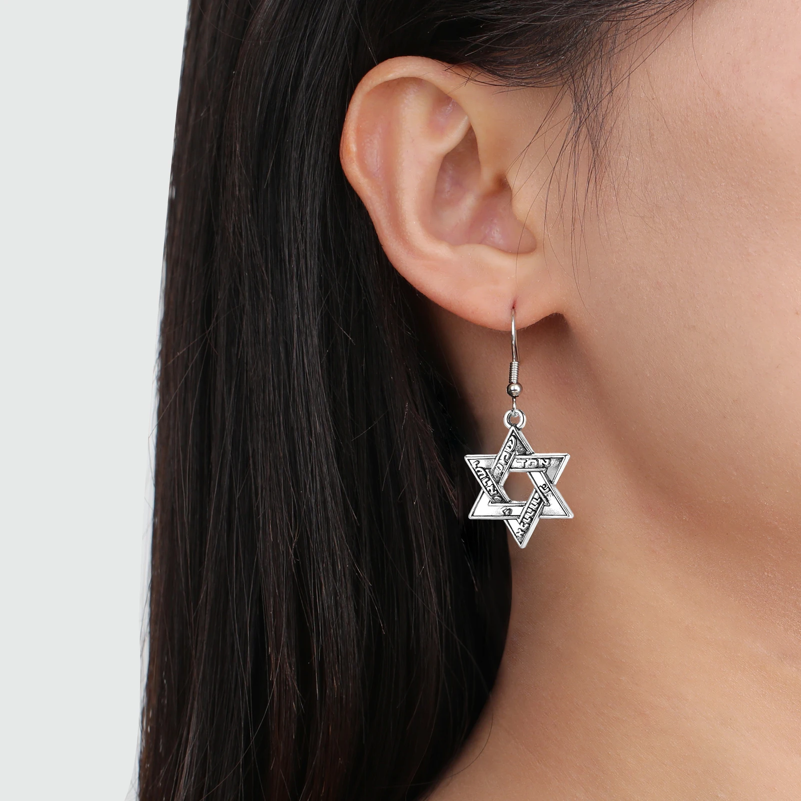 VASSAGO Fine Six Pointed Star Earrings Women's Fashion David Star Pendant Earrings Vintage Alloy Jewelry Lover's Gift