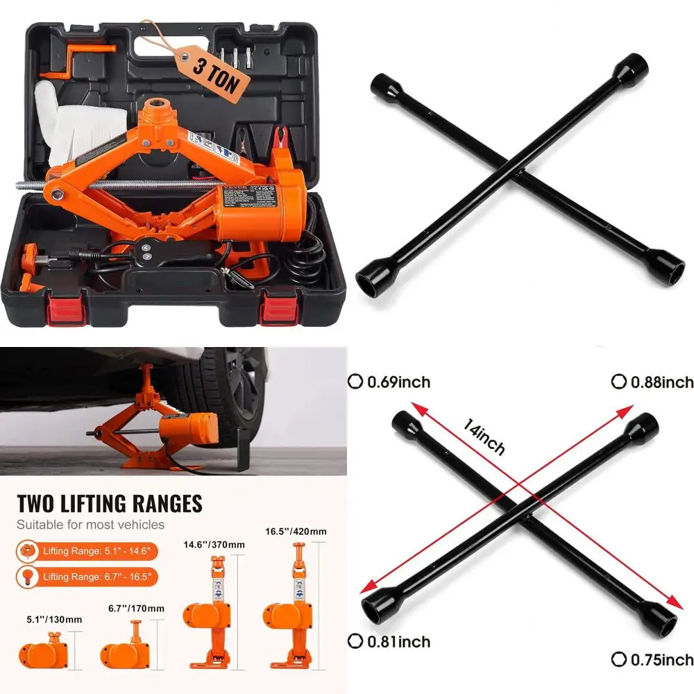 

3-Ton Capacity Electric Car Lift Kit with 14 4-Way Cross Lug Wrench