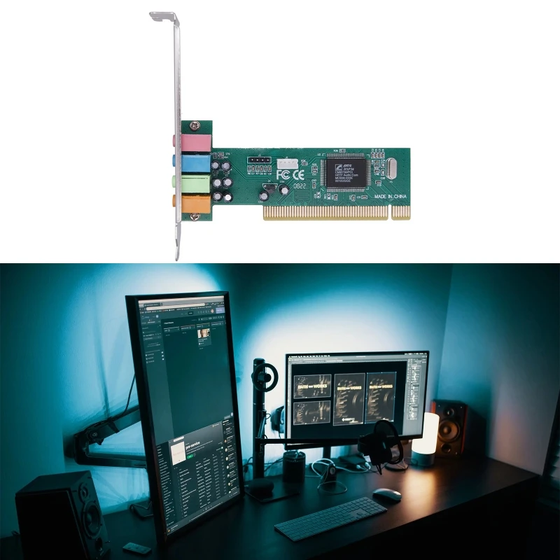 5 Channels 4.1 Surround 3D PC PCI Sound Card Computer Built-in Independent Sound Card for PC Windows XP/7/8/10