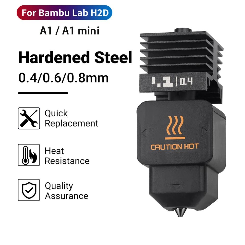 

Комплект Hotend Bambu Lab H2D в сборе, быстросъемный 0,4 0,6 0,8 мм, закаленная сталь для бамбукового лабораторного H2D/A1/A1, мини-экструдер для 3D-принтера