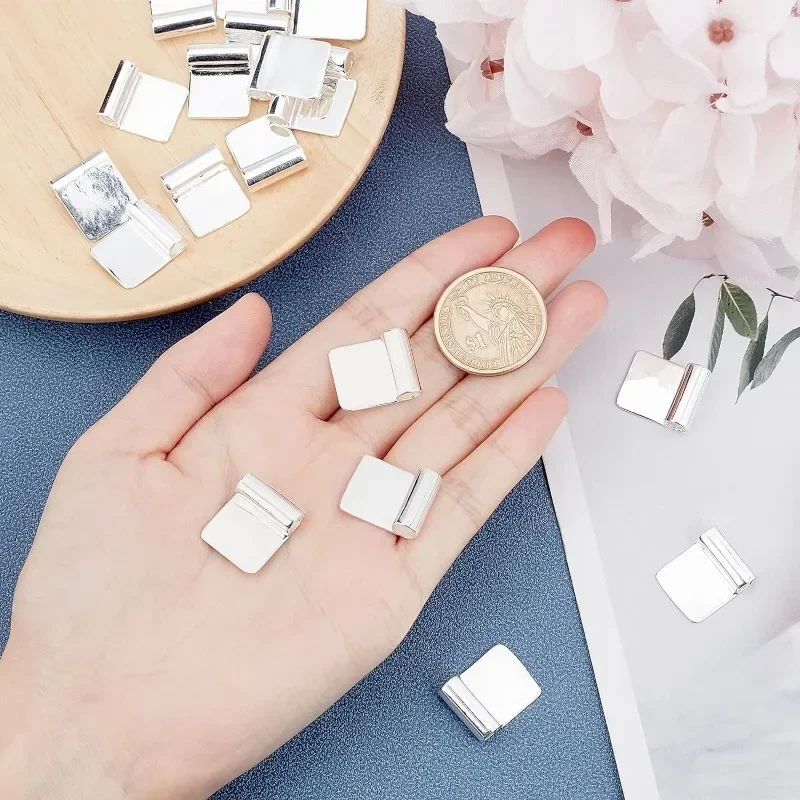 16 Pcs Brass Glue-on Pendant Bails Alloy Cabochon Settings Rectangle Pad Charms Connector for Jewelry Making 18×15.5mm