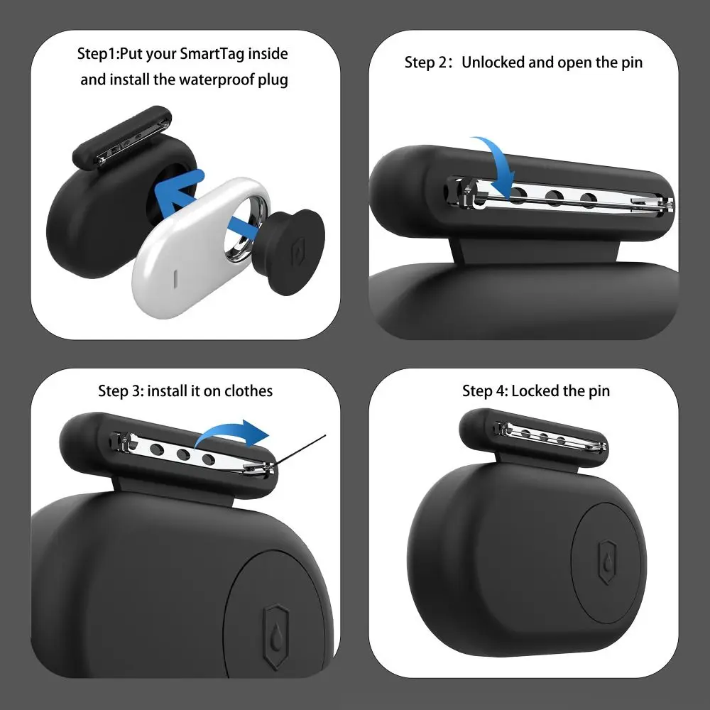 Capa de rastreador de silicone com capa de pino invisível suporte de silicone à prova d'água macio para Samsung Galaxy SmartTag 2