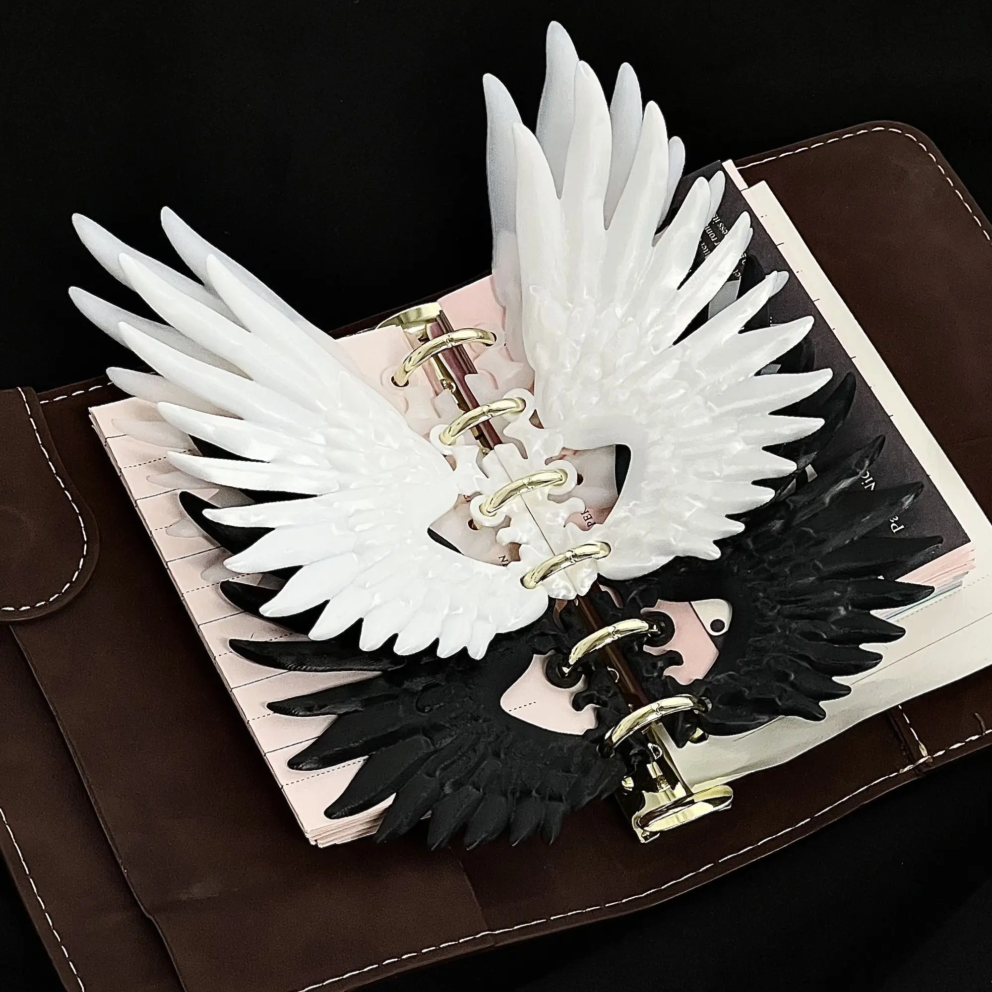3D Printed Angel Wings Separated Loose Leaf Dividers Hand Books Classified Notebook Decorations Desktop Ornament Notebook Inner