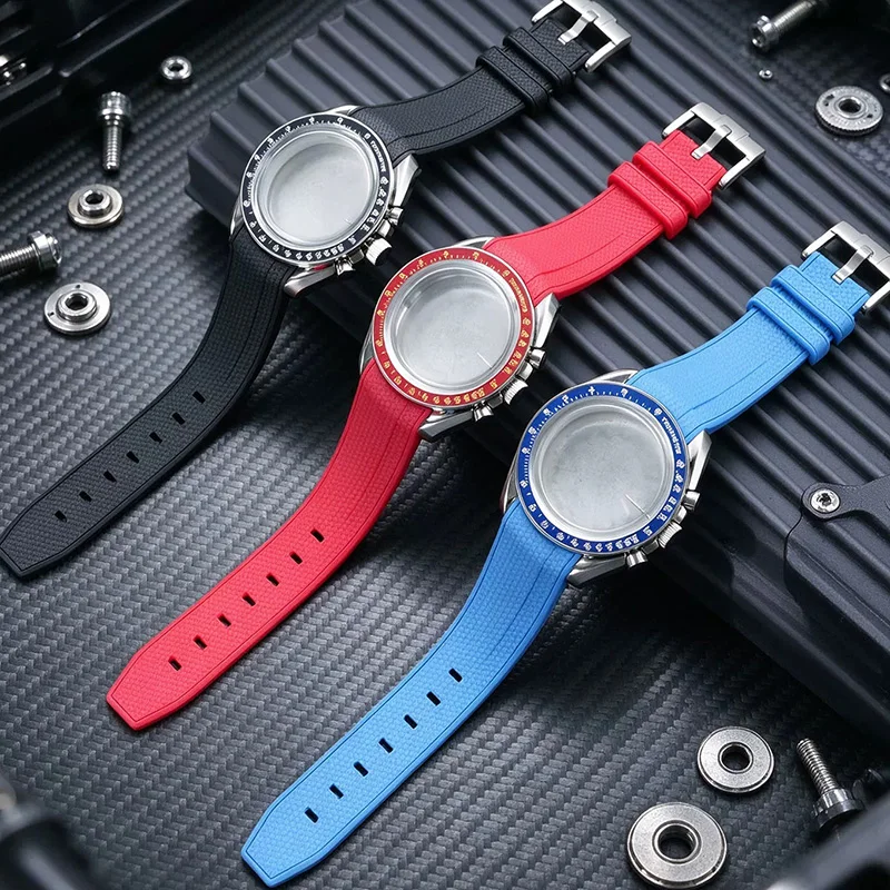 For Swatch and Omega Planet Supremaster Modified Stainless Steel Case Silicone Strap and Caes Metal Bezel Set Watchband 20mm