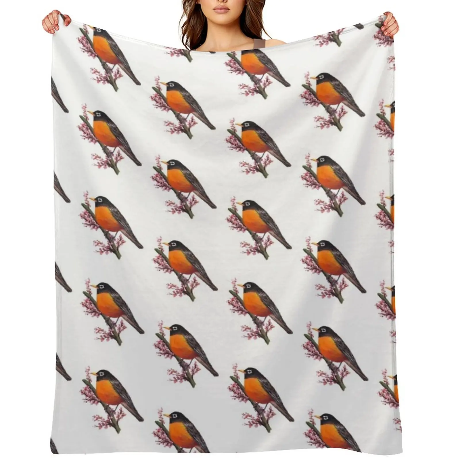 

American Robin Bird Throw Blanket Bed covers cosplay anime Stuffeds Shaggy Blankets