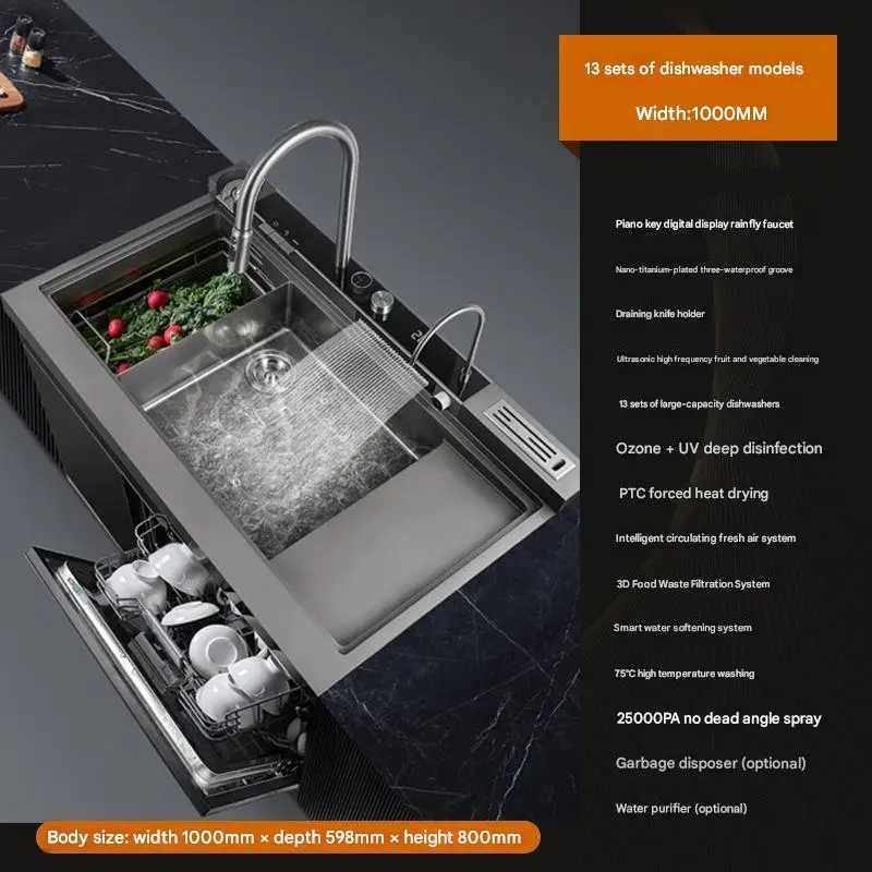 Integrated Sink Dishwasher Household Dishwasher Integrated Embedded Built-in Cabinet Type Multifunctional Drawer Automatic Intel