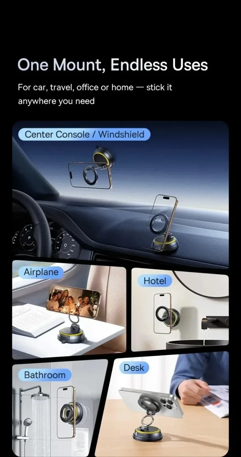 360 ° Rotation Magnetische Auto Telefon Halter Vakuum Saugnapf Stehen Мagnet Halterung Für iPhone 17 ~ 12 Gym/Fahren Vakuum telefon Halterung – Detail 15