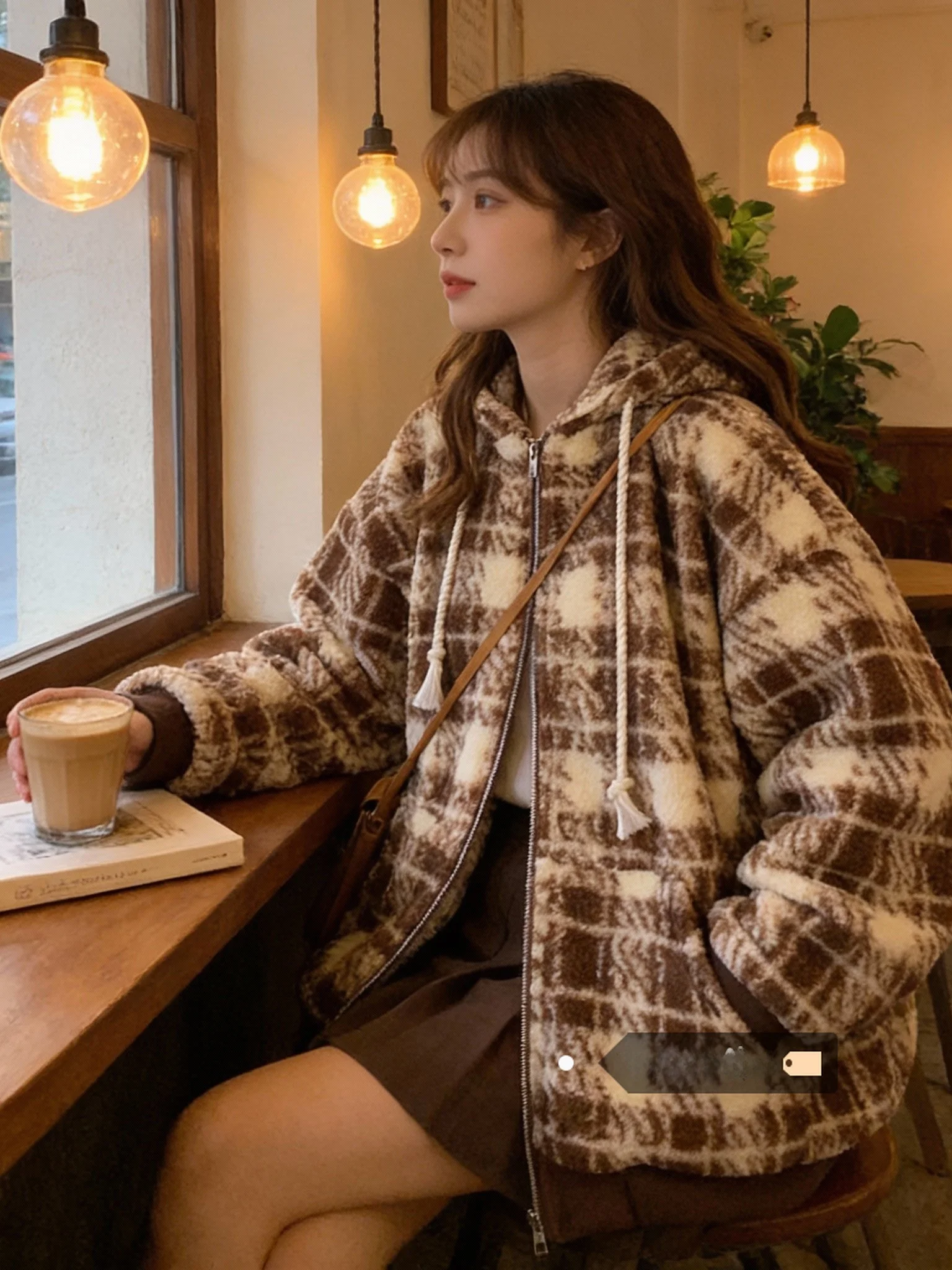 

Утепленная куртка из овечьей шерсти для женщин, корейский стиль, весенняя новинка, уникальное красивое хлопковое пальто, короткая верхняя одежда для повседневной носки