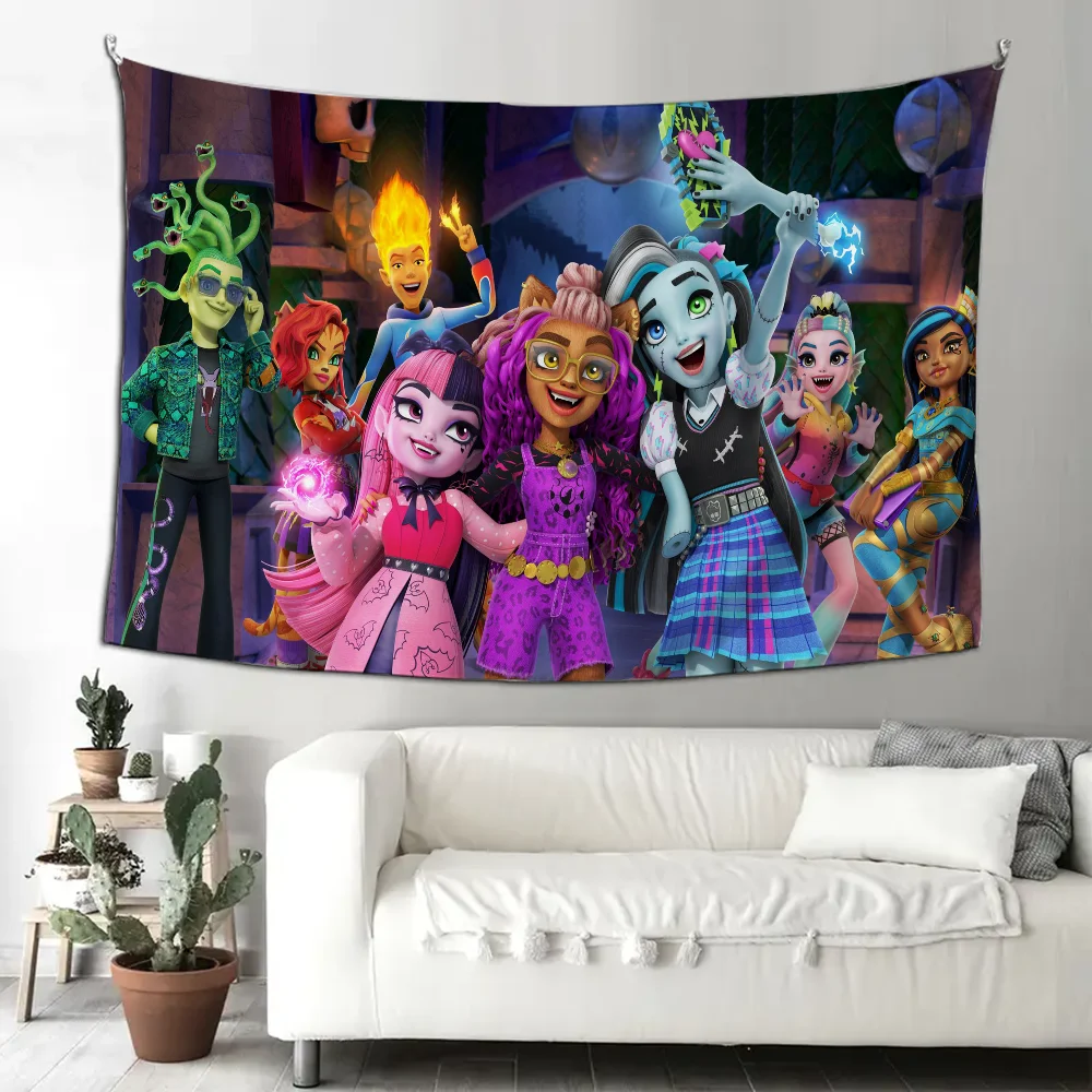 M-Monster High Tapestry Decoration party Background Hanging Cloth Bedroom Tapestry Room Decor Aesthetic