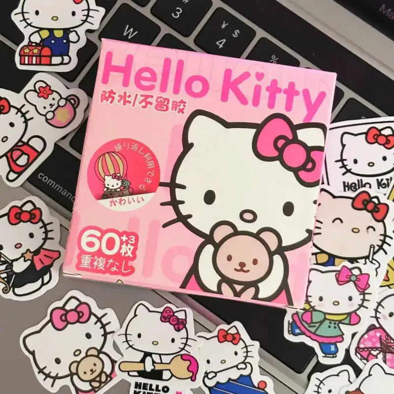 Sanrio Hellokitty pegatinas de caja Kawaii dibujos animados Diy Kt decoración de cuenta de mano pegatinas de taza de agua conjunto creativo regalos para niños