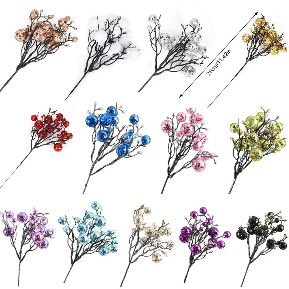 فروع التوت اللامع لعيد الميلاد القابلة لإعادة الاستخدام، توت اصطناعي ذو ألوان زاهية واقعية، 29 سم، عطلة زينة عيد الميلاد