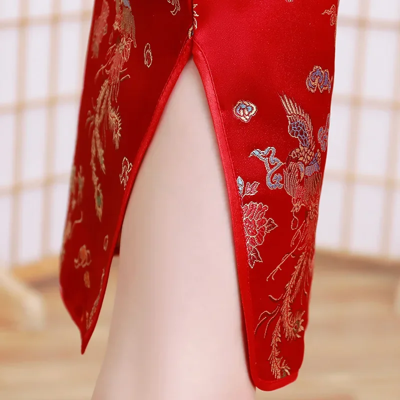 Robe de princesse Qipao brodée pour enfants, Cheongsam Dragon Phoenix, robes de Style chinois, vêtements de nouvel an, cadeau
