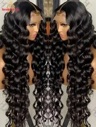 Peluca Frontal de encaje HD 13x6 ondulado de 40 pulgadas, peluca con malla Frontal 360, cabello humano, línea de cabello Natural, pelucas brasileñas prearrancadas para mujeres