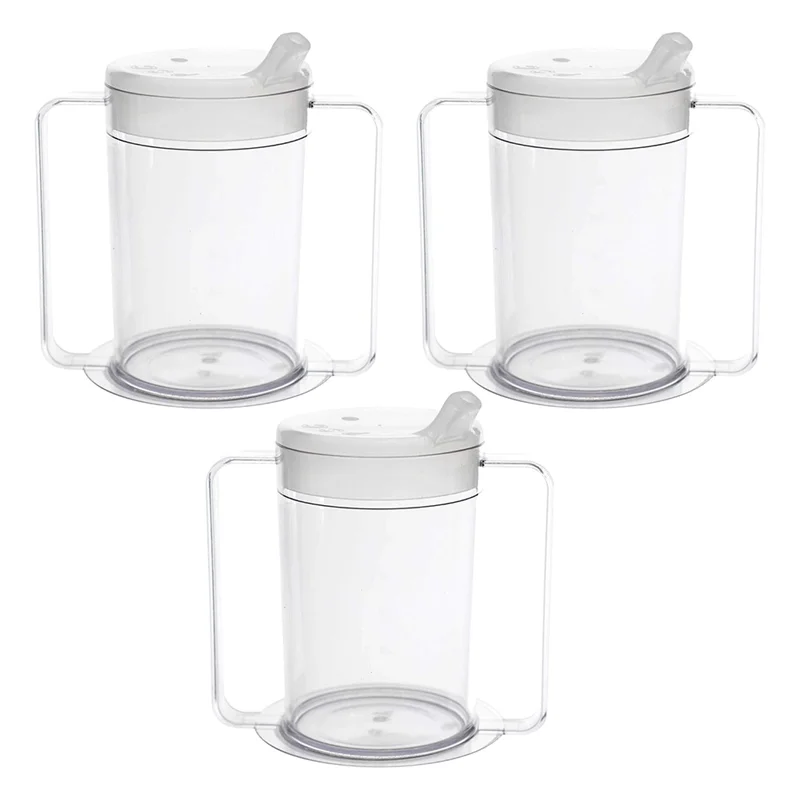 

ABVA-3 Pack, 12 унций, чашка-непроливайка для взрослых с ручками, недепенчатые чашки-непроливайки для взрослых с ограниченными мобильными чашками для инвалидов