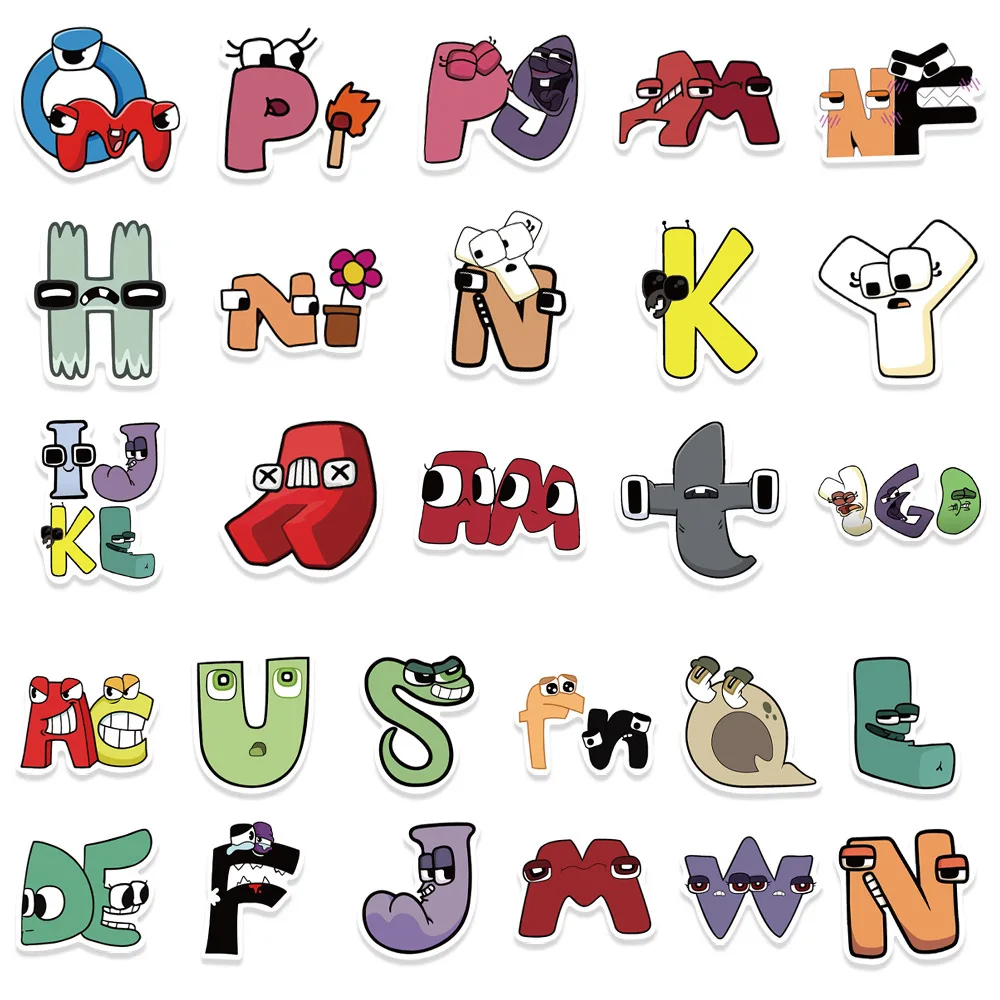 52pcs Cartoon Spiel Alphabet Lore Aufkleber für Laptop Skateboard Motorrad Auto Kühlschrank Gitarre wasserdichte Aufkleber klassische Spielzeug