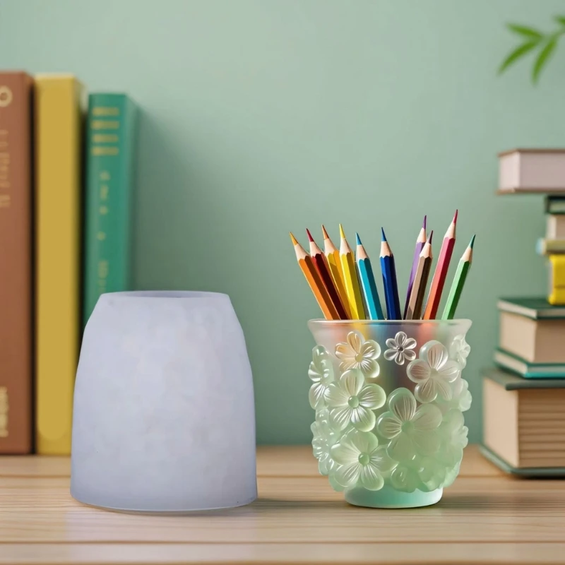 

X6HE Flexible Floral Silicone Mold For DIY Resin Planters Bowls And Craft Projects