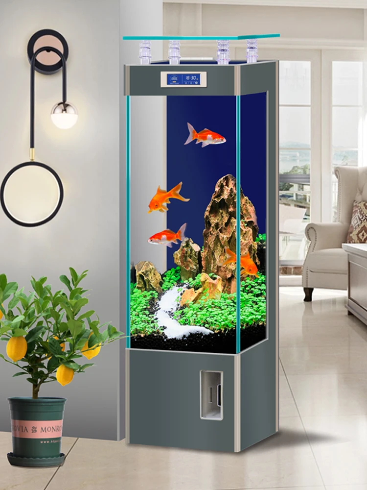 L'm'm New Fish Tank Vertical Back Filter Aquarium Super White Glass Change Water Fish Globe