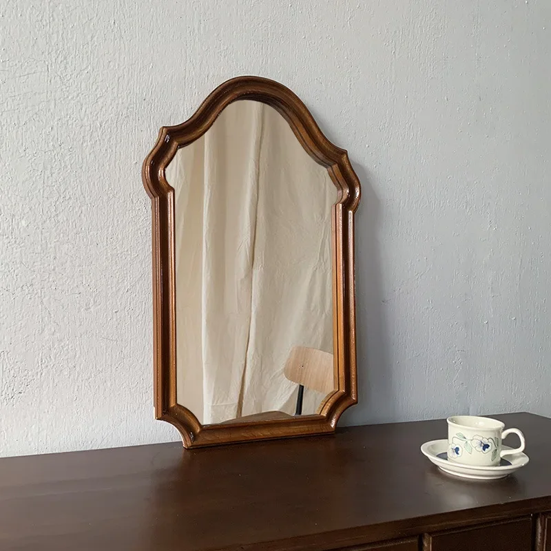 French vintage mirror, solid wood bedroom makeup mirror, wall hanging, picture frame, decorative bathroom, second-hand vanity mi