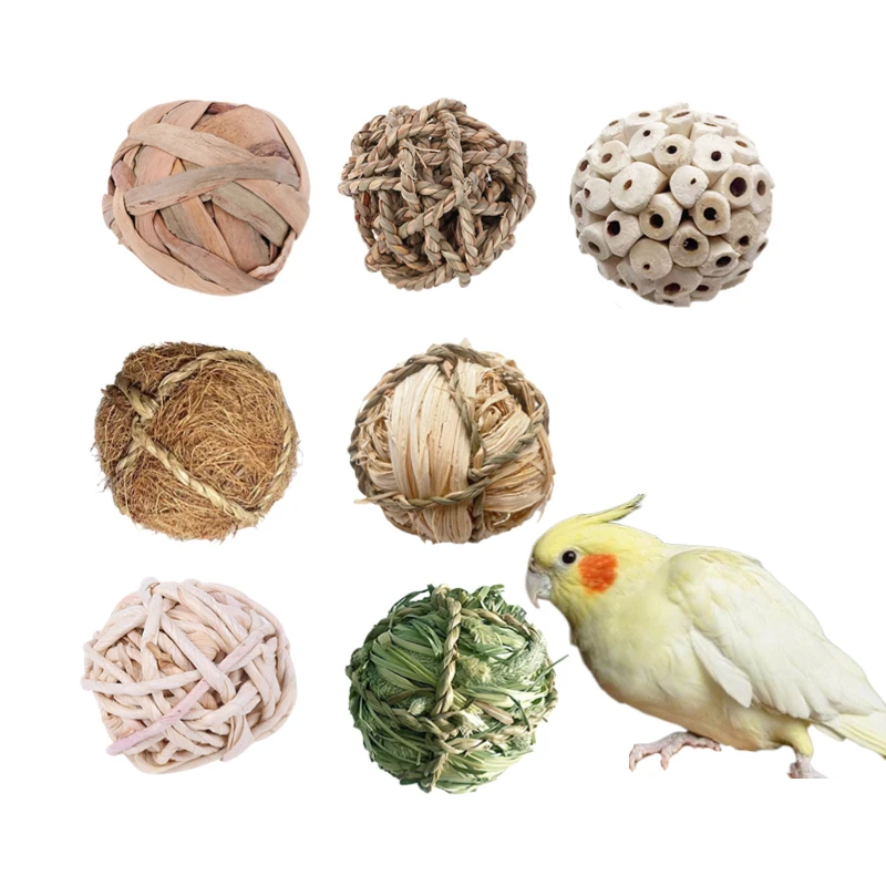 Bird Toys Sola Atta Balls Foot Talon Craft Part Parrot Bird Toys Conure Parakeet Cockatiel Teething Activity Toy for Pocket Pets