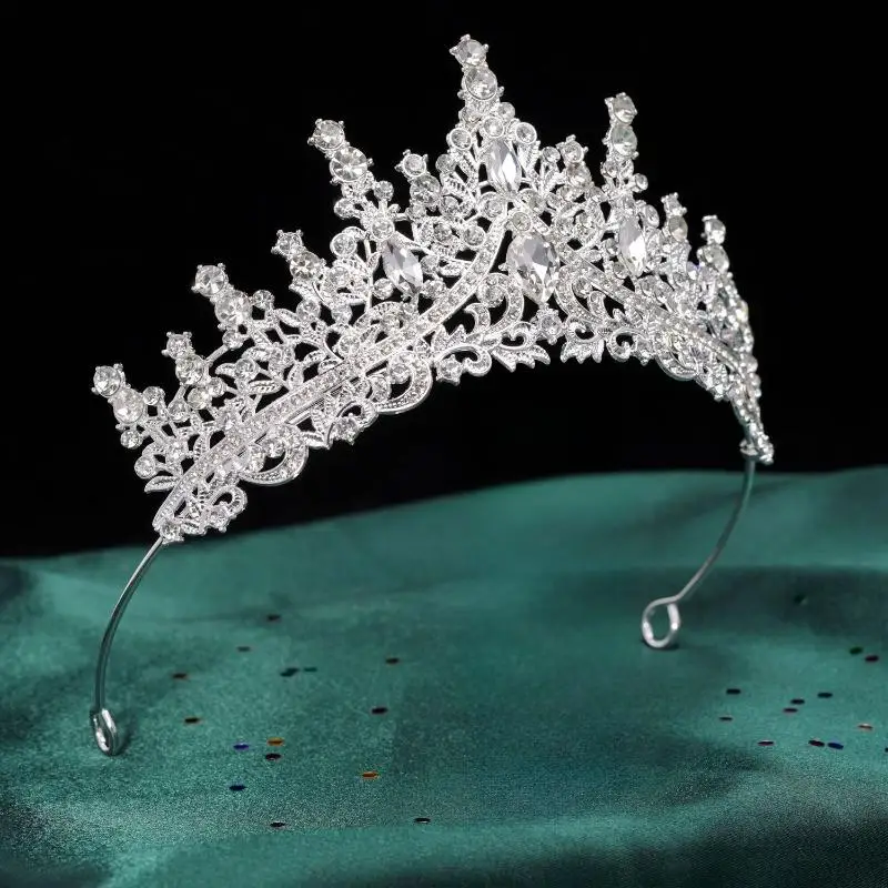 Elegante Braut-Tiara, glänzende Kristall-Strass-Krone, Vintage-Königinnen-Kopfschmuck, Haarband, Geschenk für Geburtstagsfeiern. – Detail 5