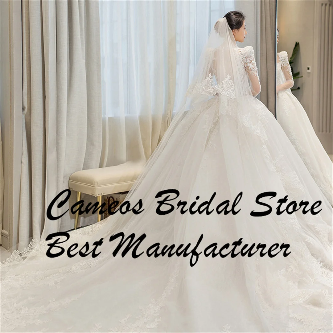 SONDR Princess Custom Made Wedding Dresses Sweetheart Korea Long Sleeves Tulle Appliques Brides Gowns Women Bridal Dresses