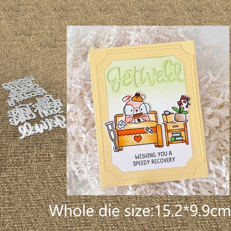 New Design Craft Metal Cutting Die cut dies WELLNESS WISHES words decoration scrapbook Album Paper Card Craft Embossing die cuts