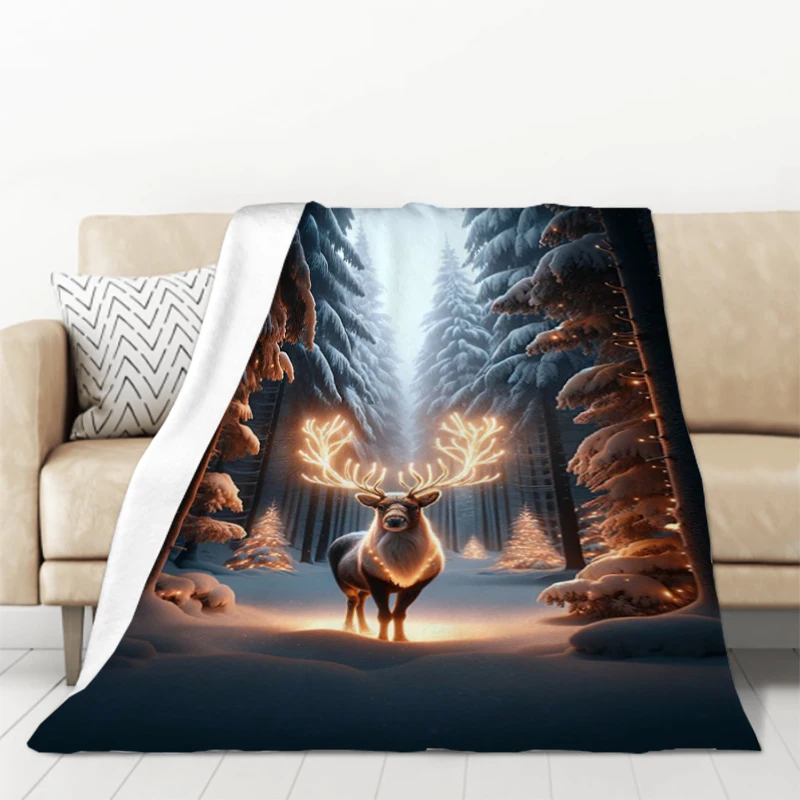 Cute Santa Claus Pine Tree Elk Gift Knee Blanket for Winter Throwing Bed Blankets Plead Cover King Lid Luxury Designer Bedding