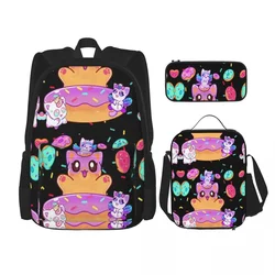 Aphmau Meow Plushies Anime Cats Backpacks Boys Girls Bookbag Students School Bags Rucksack Lunch Bag Pen Bag Three-Piece Set