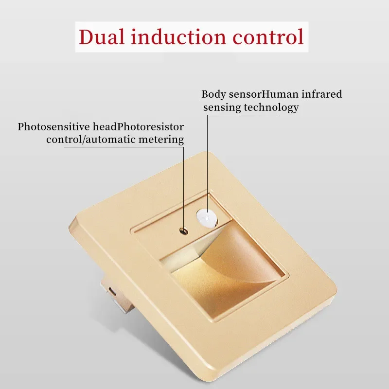 Imagem -03 - Luz Led do Corpo Humano Sensing Footlight 86 Controle de Luz Embutido Luz de Escada Luz Noturna do Hotel em Casa Luz de Parede Branca Quente 1.5w