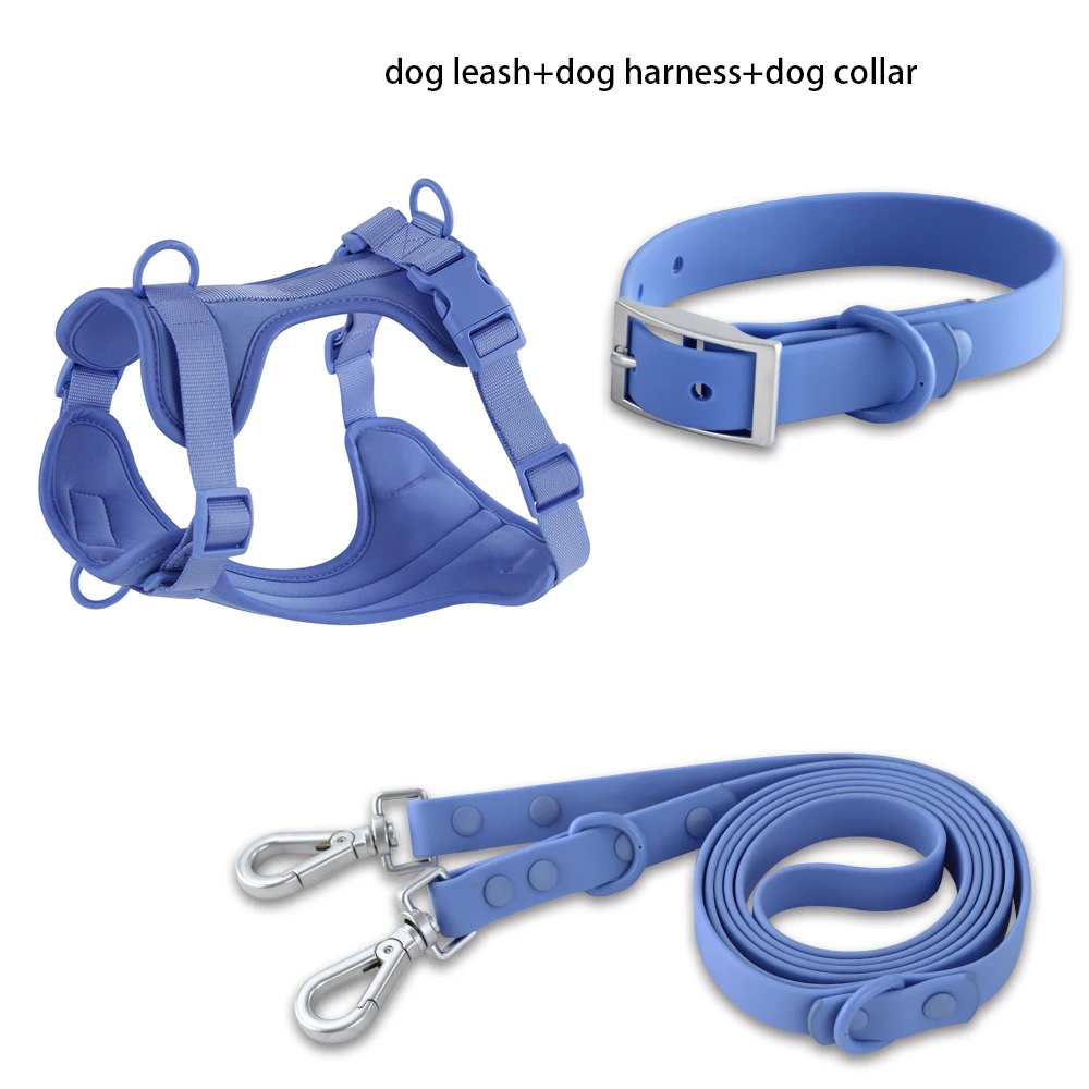 

Dog Harness Adjustable Chest Strap Three-Piece Set Collars-f- Harnesses & Leashes Small Medium Dog Double Leash