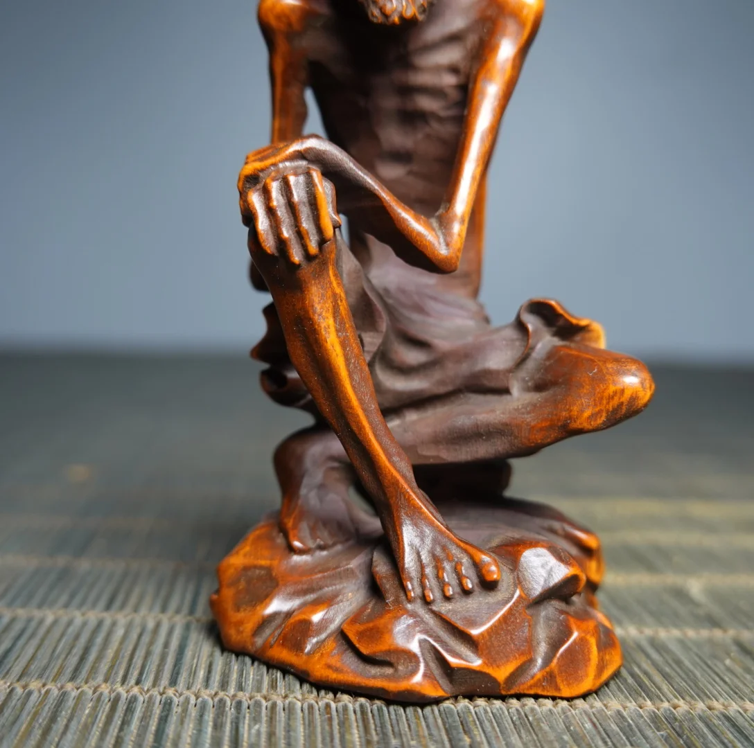 Old Boxwood Slim Arhat Bodhidharma Sitting Buddha Amitabha Buddha Worship Hall Town house