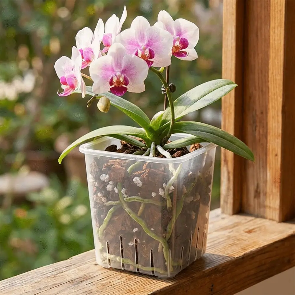 Square Clear Flower Pots with Trays Root Control Pot Breathable Seedling Cups Ventilated Drainage Holes Prevent Root Rot