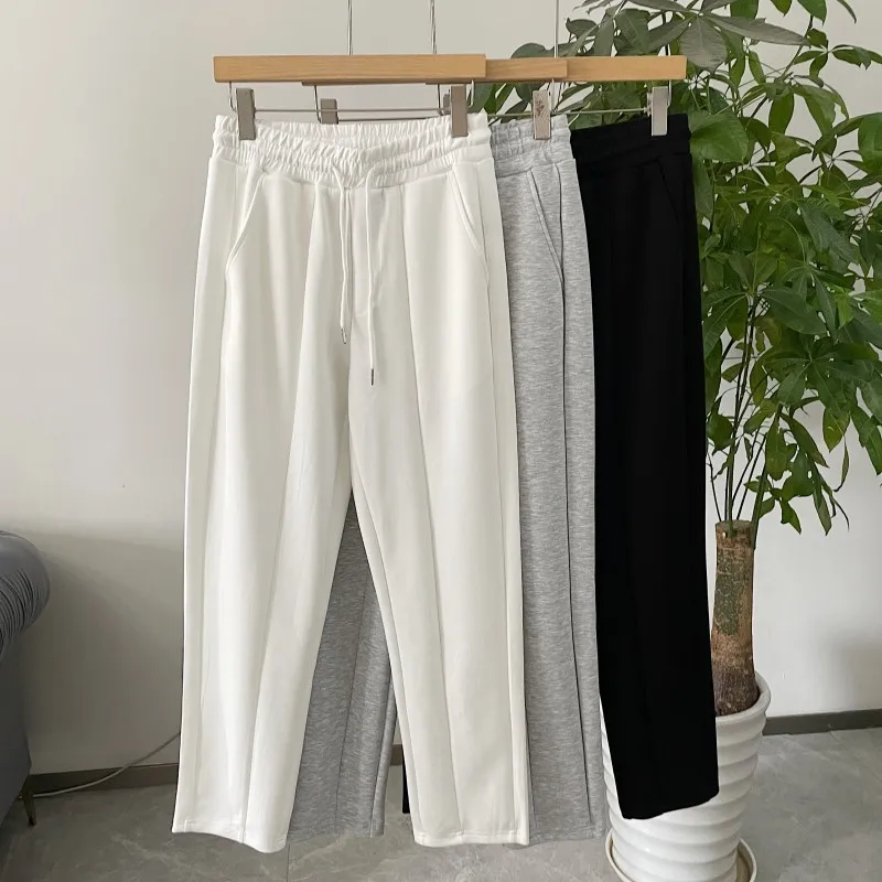 

Faionable High-Quali Men's Sport Pants Summer New Arrival Korean Sle Straight Leg Long Casual Trousers Pure Color Drapey