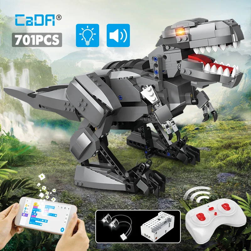 

Cada 701PCS RC Jurassic World Dinosaur Tyrannosaurus Rex Building Blocks City APP Programming Animal Bricks Toys Gifts