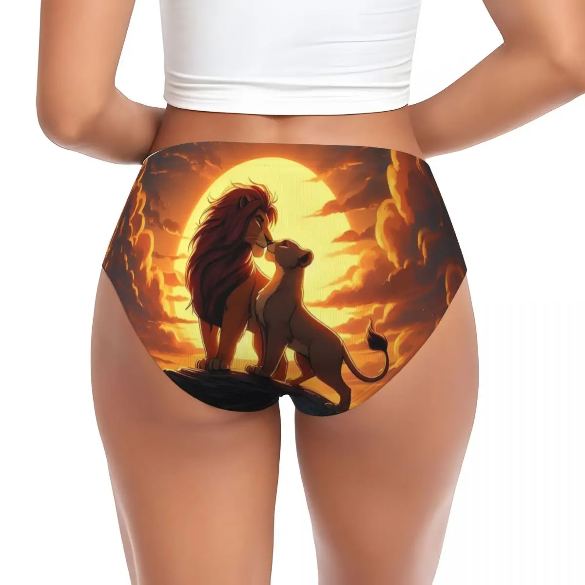 Ropa interior elástica transpirable personalizada de las películas de las bragas breves de la historieta del Rey León de las mujeres