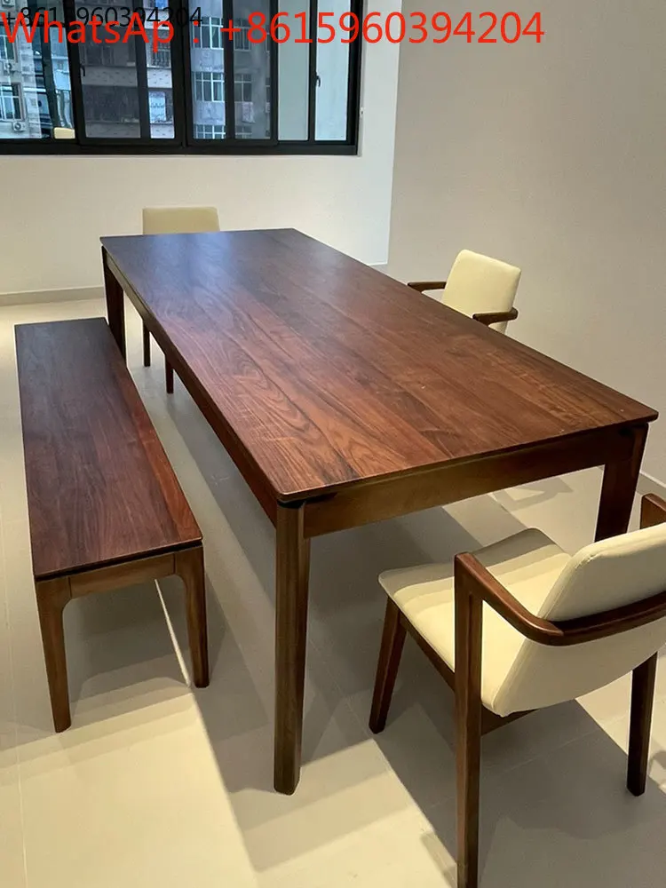 

North American black walnut table Modern simple work Conference Solid wood Minimal long Home