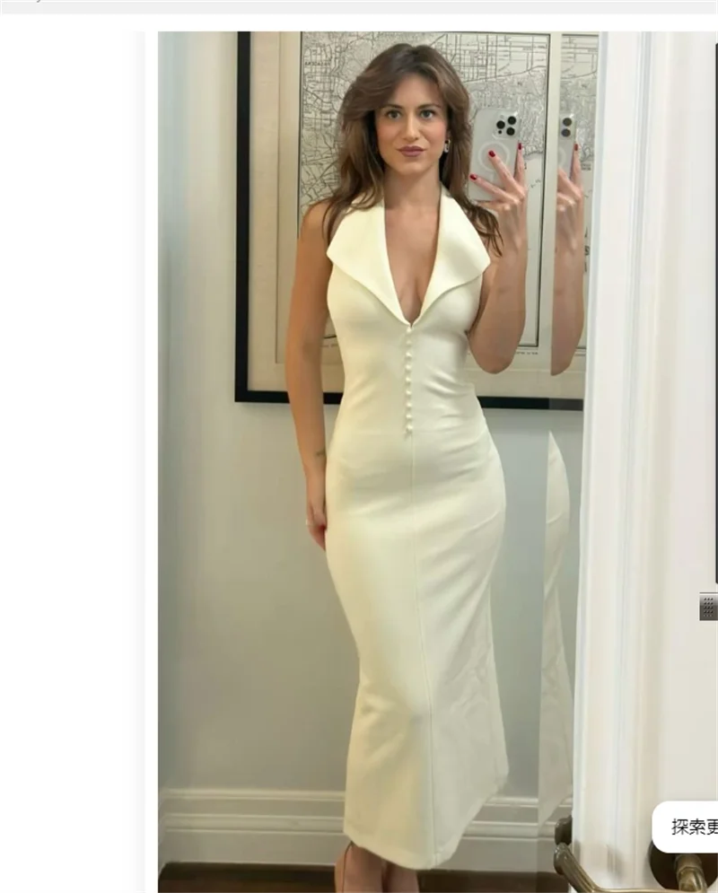 

White Women Suit 1 Piece Long Sleeveless Blazer Prom Dress Formal Office Lady Jacket Single Breasted Wedding Coat Customized