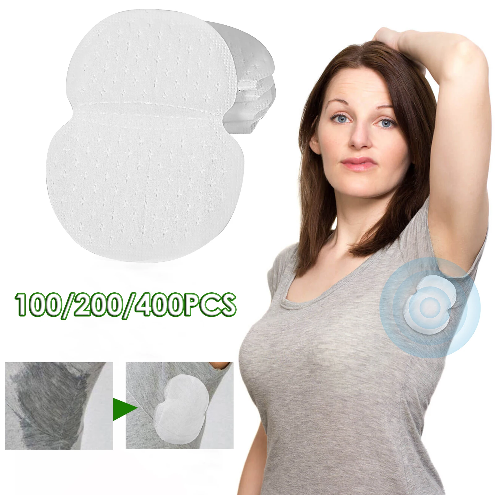 

400/100 Pcs Armpit Sweat Pads Non Woven Fabric Ultra Thin Breathable Invisible Armpit Sweat Pads Comfort Deodorant for Daily Use