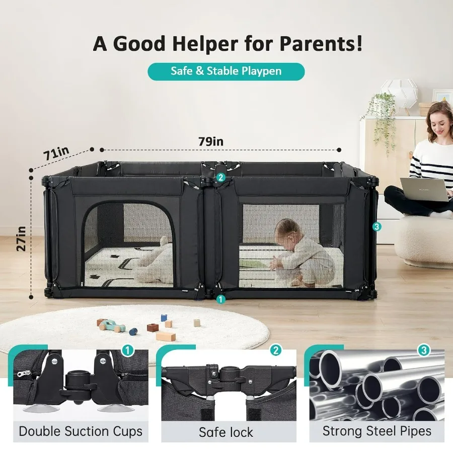 Doradotey Box per bambini Forma Dimensioni regolabile Grande parco per neonati per neonati e bambini piccoli Recinzione per box pieghevole per interni Gioca Cen