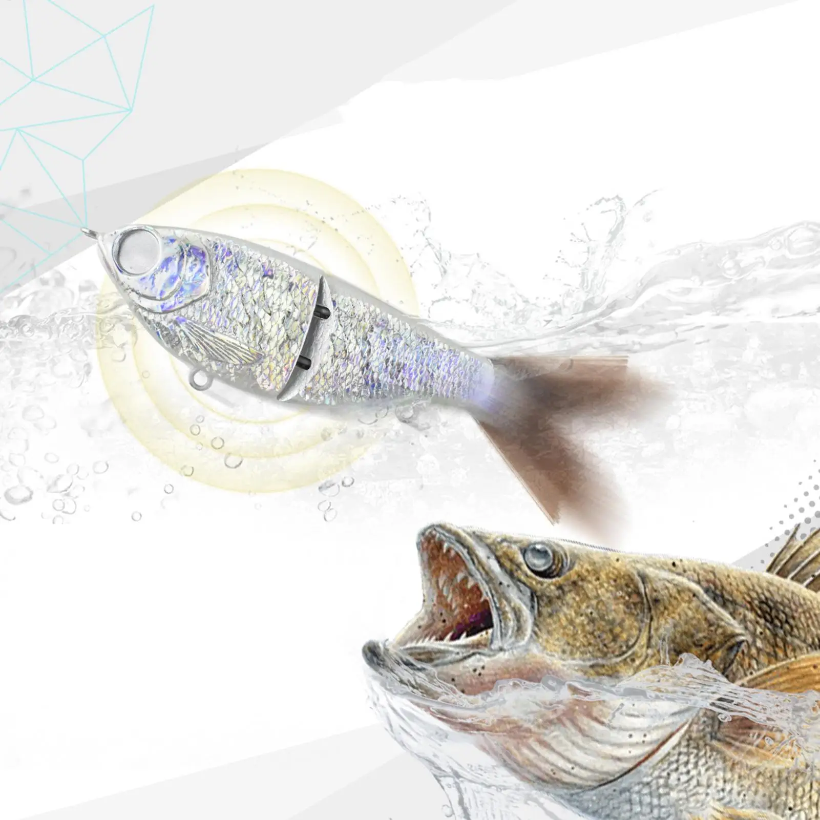 Glide Baits Mehrteiliger Köder mit Heißprägung für Hecht, Lachs, Forelle, Oberflächenköder, einteiliger Swimbait, Bass-Angelköder