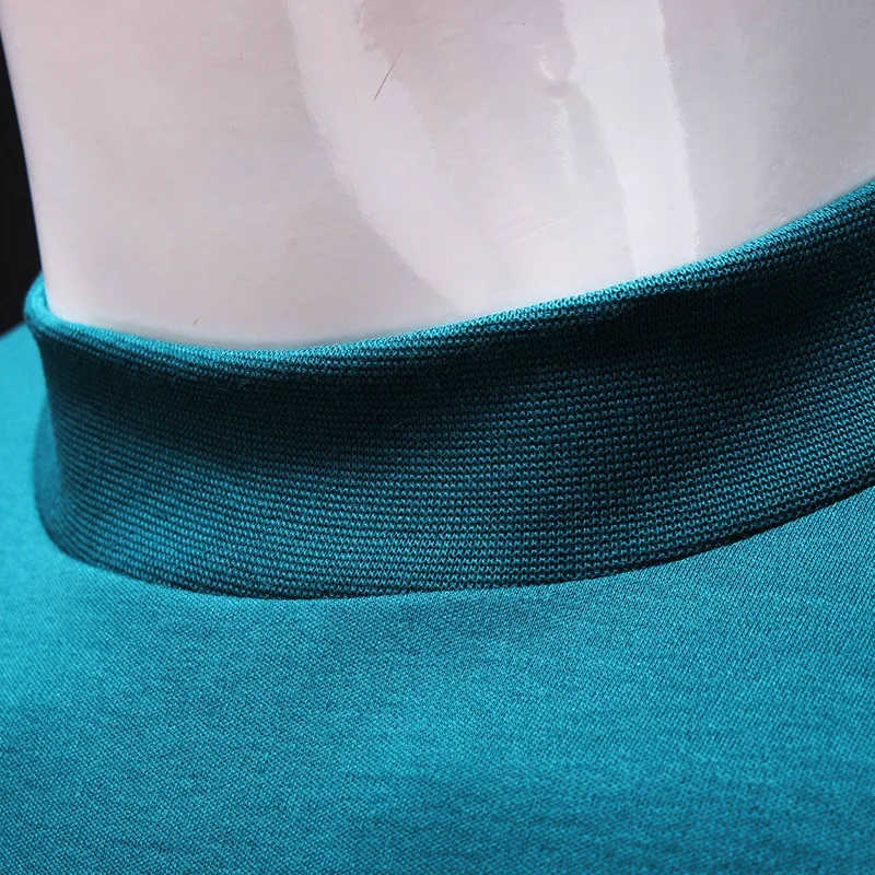 Men's Long Sleeve T-shirts Little Turtleneck Mercerized Cotton Solid T Shirt Mens Slim Fit Tshirt Spring Autumn Clothes