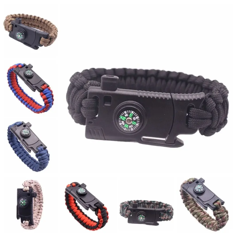 3 in 1 Bracelet Survival Compass Whistle Emergency Paracord Plastic Buckle Decoration Emergency Rope Bangles Camping