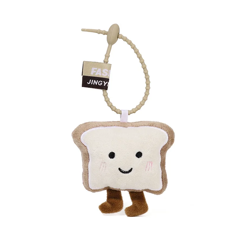 Creatieve Pluche Toast Brood Figuur Hanger Sleutelhanger Schattige Cartoon Zacht Pluche Knuffels Kinderen Rugzak Tas Hanger Geschenken