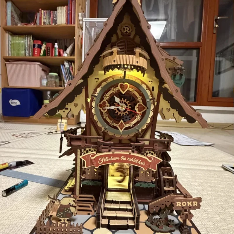 

Robotime Rokr Cuckoo Clock Mechanical 3D Wooden Puzzles DIY Mechanical Aesthetic Room Decor Unique Birthday Christmas Gift
