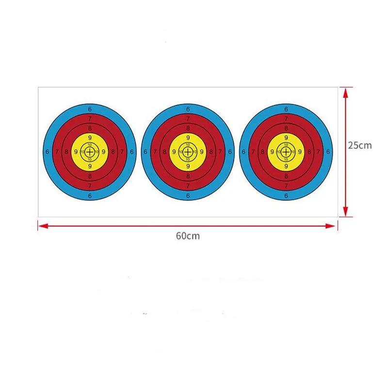 Papel de objetivo Triple de tiro con arco, tablero de dardos de anillo estándar, calibre, dardos de tiro, papel de entrenamiento, objetivo para