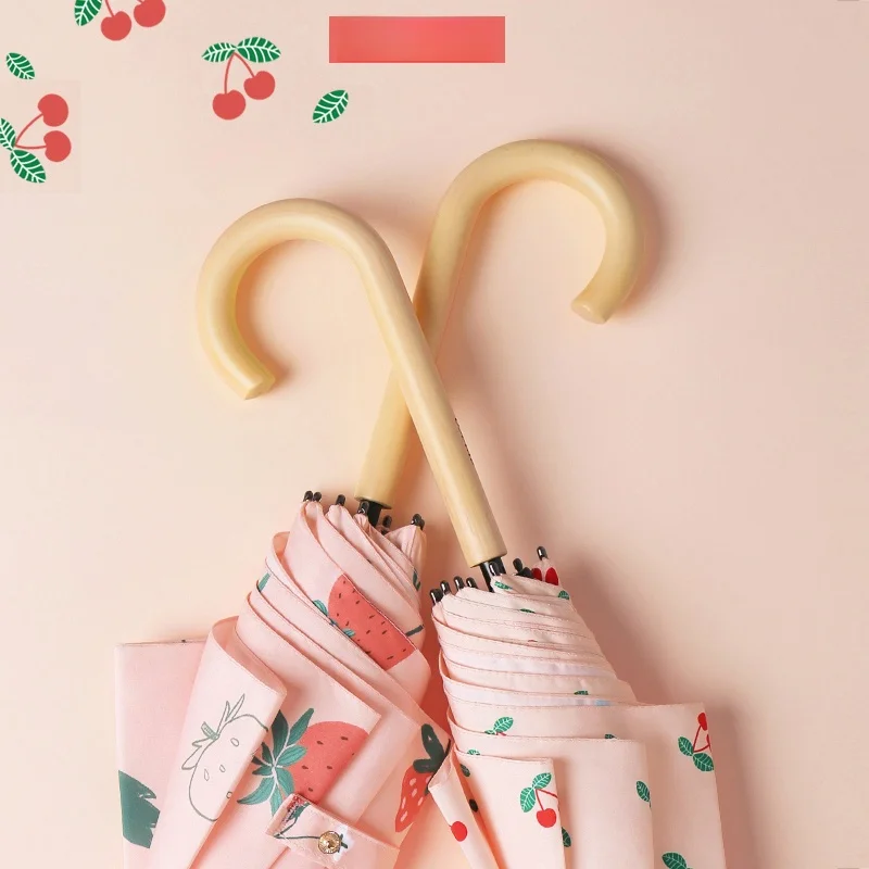 

Auatic зонт от дождя с длинной ручкой и вишневой клубкой, женский зонт от дождя с деревянной ручкой, усиленный ветрозащитный, большой размер Fre Sle