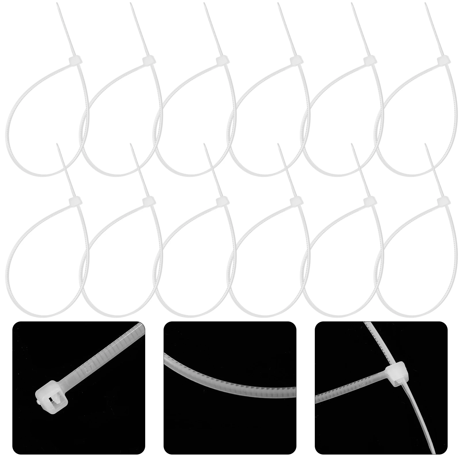 

300pcs Self-Locking Reusable Zip Ties 8 Inch White Cable Wire Organizer Home Office Garden Garage Cord Fixing Tie Straps Bulk