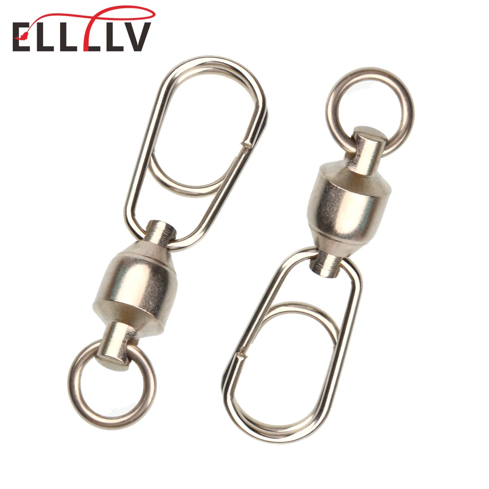 Ellllv 10pcs 0# -8# Strong Bearing Swivel Oval Split Ring Combo Accessories Saltwater Big Game Fishing Lure Fishhook Connector