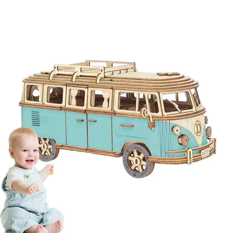 

Wooden Bus Puzzle Bus Toy Wooden Model Kit Building Set 3D Puzzle Bus Construction Kit Wooden Craft Tour Bus Puzzle For Kids